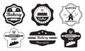 Bakery badges and labels set in old or vintage style. Design elements with bread symbol isolated on white background. Vector Royalty Free Stock Photo